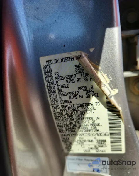 2002 Nissan Frontier Crew Cab Sc z USA, uszkodzony, nr VIN 1N6MD29Y02C357056